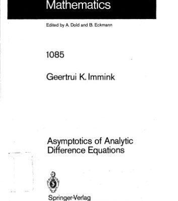 خرید و دانلود نسخه کامل کتاب Asymptotics of analytic difference equations