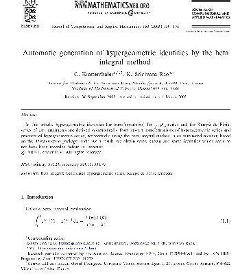 خرید و دانلود نسخه کامل کتاب Automatic generation of hypergeometric identities by the beta integral method