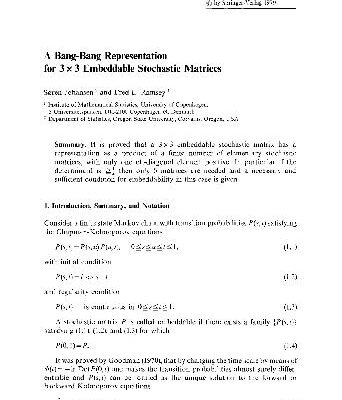 خرید و دانلود نسخه کامل کتاب Bang-Bang representation for 3 on 3 embeddable stochastic matrices