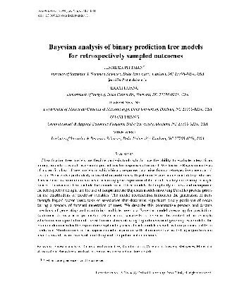 خرید و دانلود نسخه کامل کتاب Bayesian analysis of binary prediction tree models for retrospectively sampled outcomes