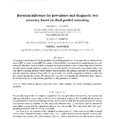 خرید و دانلود نسخه کامل کتاب Bayesian inference for prevalence and diagnostic test accuracy based on dual-pooled screening