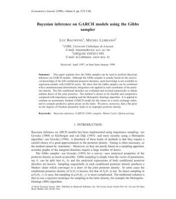خرید و دانلود نسخه کامل کتاب Bayesian inference on GARCH models using the Gibbs sampler