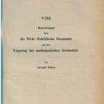 خرید و دانلود نسخه کامل کتاب Bemerkungen über die Nicht-Euklidische Geometrie und den Ursprung der mathematischen Gewissheit