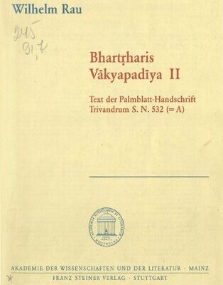 خرید و دانلود نسخه کامل کتاب Bhartrharis Vakyapadiya. 2: Text der Palmblatt-Handschrift Trivandrum S.N. 532 (=A)