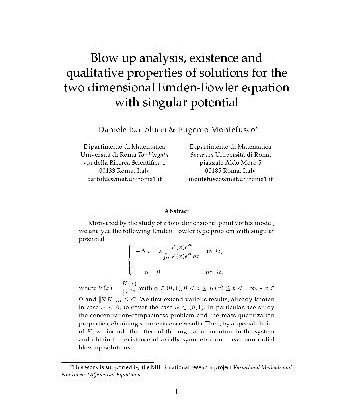 خرید و دانلود نسخه کامل کتاب Blow up analysis, existence and qualitative properties of solutions for the two dimensional emden-fowler equation with singular potential