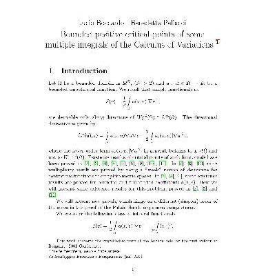 خرید و دانلود نسخه کامل کتاب Bounded positive critical points of some multiple integrals of the calculus of variations