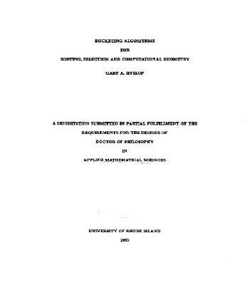 خرید و دانلود نسخه کامل کتاب Bucketing algorithms for sorting selection and computational geometry