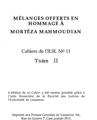 خرید و دانلود نسخه کامل کتاب Cahiers de l’ ILSL n° 11 : Mélanges offerts en hommage à Mortéza Mahmoudian. Tome II