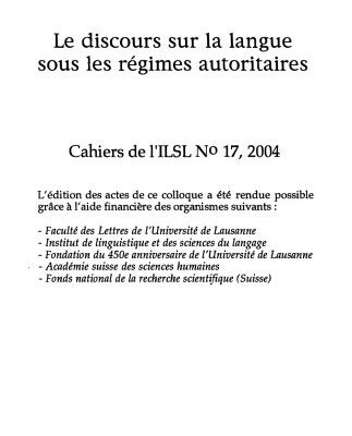 خرید و دانلود نسخه کامل کتاب Cahiers de l’ ILSL n° 17 : Le discours sur la langue sous les régimes autoritaires