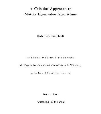 خرید و دانلود نسخه کامل کتاب Calculus approach to matrix eigenvalue algorithms