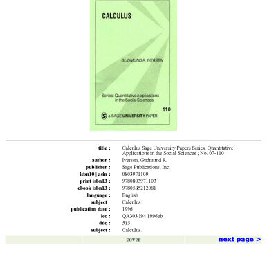 خرید و دانلود نسخه کامل کتاب Calculus (Quantitative Applications in the Social Sciences)