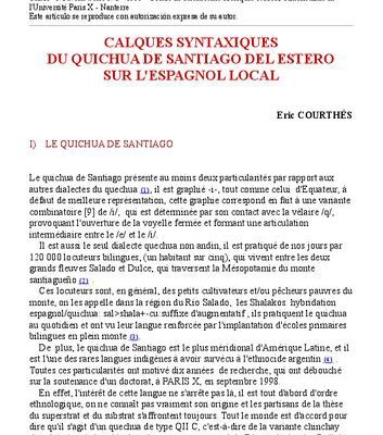 خرید و دانلود نسخه کامل کتاب Calques syntaxiques du quichua de Santiago del Estero sur l’espagnol local