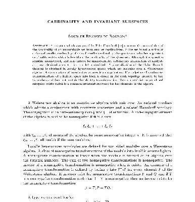خرید و دانلود نسخه کامل کتاب Cardinality and Invariant Subspaces