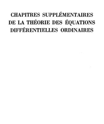خرید و دانلود نسخه کامل کتاب Chapitres supplémentaires de la théorie des équations différentielles ordinaires