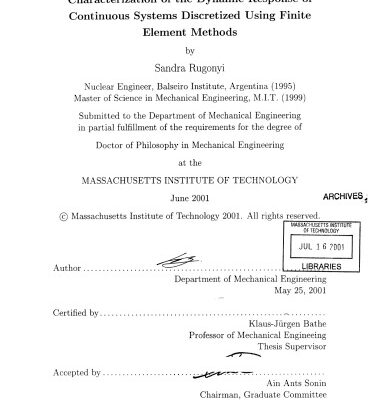 خرید و دانلود نسخه کامل کتاب Characterization of the Dynamic Response of Continuous Systems Discretized Using Finite Element Methods