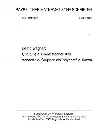 خرید و دانلود نسخه کامل کتاب Charaktere symmetrischer und monomialer Gruppen als Polynomfunktionen