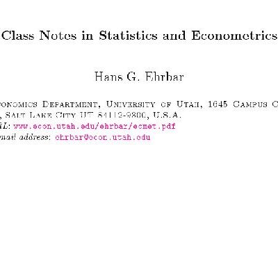 خرید و دانلود نسخه کامل کتاب Class Notes in Statistics and Econometrics