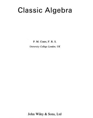 خرید و دانلود نسخه کامل کتاب Classic Algebra