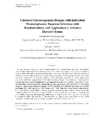 خرید و دانلود نسخه کامل کتاب Clustered Encouragement Designs with Individual Noncompliance Bayesian Inference with Randomization, and Application to Advance Directive Forms
