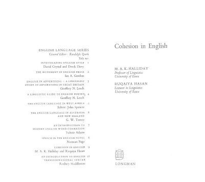 خرید و دانلود نسخه کامل کتاب Cohesion in English (English Language Series)