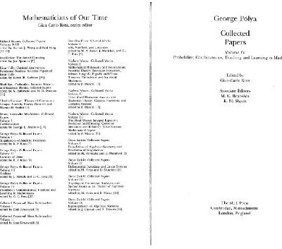 خرید و دانلود نسخه کامل کتاب Collected Papers – vol 4: Probability: Combinarorics: Teaching and Learning in Mathematics
