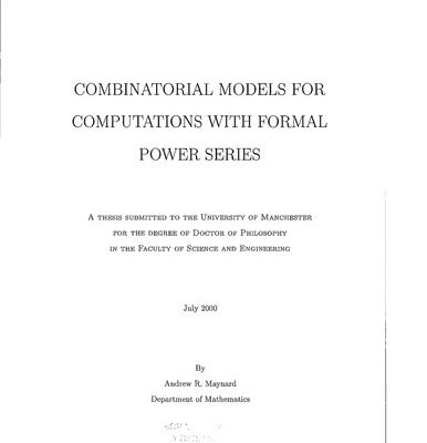 خرید و دانلود نسخه کامل کتاب Combinatorial models for computations with formal power series