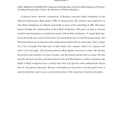 خرید و دانلود نسخه کامل کتاب Combinatorial Realization of Certain Hopf Algebras of Pattern-Avoiding Permutations