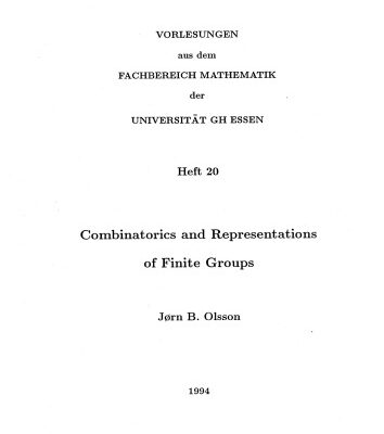 خرید و دانلود نسخه کامل کتاب Combinatorics and Representations of Finite Groups