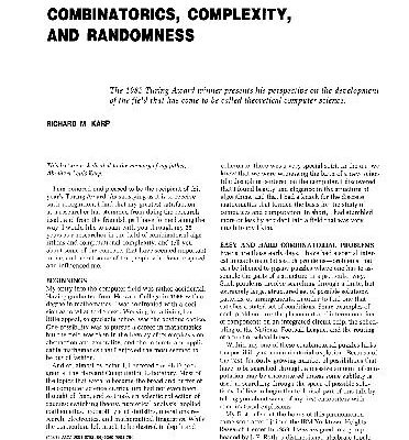 خرید و دانلود نسخه کامل کتاب Combinatorics, Complexity and Randomness (Turing Award lecture)