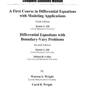 خرید و دانلود نسخه کامل کتاب Complete Solution Manual for a First Course in Differential Equations with Modeling Applications