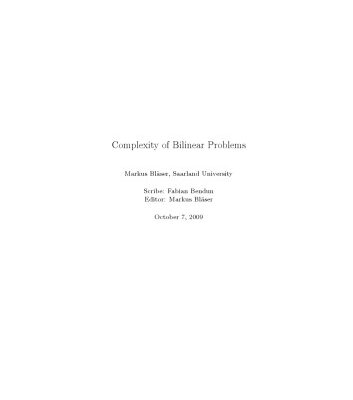 خرید و دانلود نسخه کامل کتاب Complexity of Bilinear Problems, lecture notes