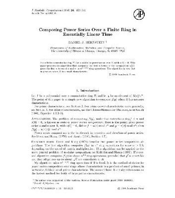 خرید و دانلود نسخه کامل کتاب Composing power series over finite rings. JSC 1998