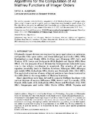 خرید و دانلود نسخه کامل کتاب Computation of Mathieu functions of integer order
