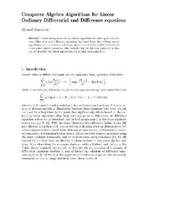 خرید و دانلود نسخه کامل کتاب Computer algebra algorithms for linear ODE and difference equs. (ECM)