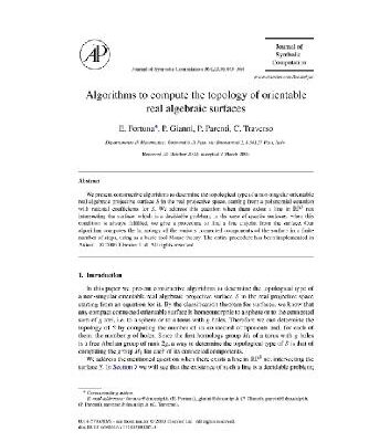 خرید و دانلود نسخه کامل کتاب Computing the topology of orientable real algebraic surfaces