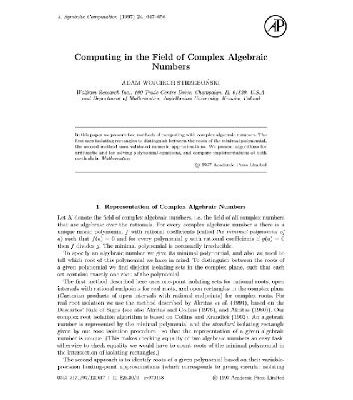 خرید و دانلود نسخه کامل کتاب Computing with complex algebraic numbers. JSC 1997
