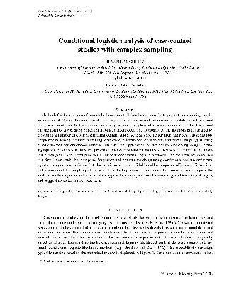 خرید و دانلود نسخه کامل کتاب Conditional logistic analysis of case-control studies with complex sampling
