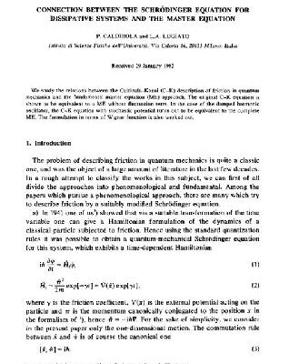 خرید و دانلود نسخه کامل کتاب Connection between the Schroedinger equation for dissipative systems and the master equation