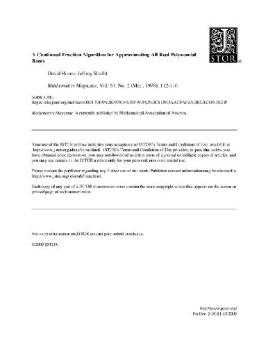 خرید و دانلود نسخه کامل کتاب Continued fraction algorithm for approximation real polynomial roots_68a1b9558a454.jpeg خرید و دانلود نسخه کامل کتاب Continued fraction algorithm for approximation real polynomial roots