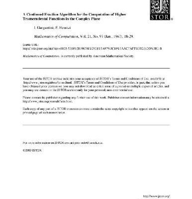 خرید و دانلود نسخه کامل کتاب Continued fraction algorithm for computation of higher transcendental functions