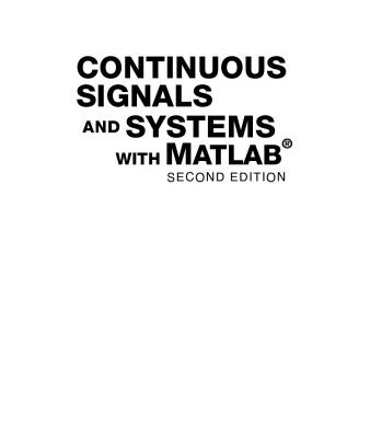 خرید و دانلود نسخه کامل کتاب Continuous Signals and Systems with MATLAB, Second Edition