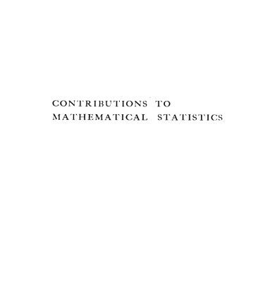 خرید و دانلود نسخه کامل کتاب Contributions to Mathematical Statistics
