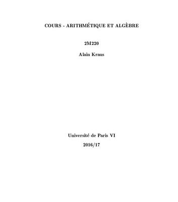 خرید و دانلود نسخه کامل کتاب Cours – Arithmétique et algèbre 2M220