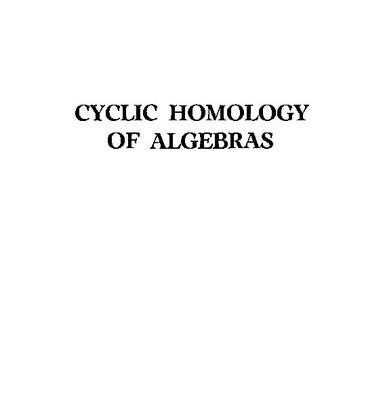 خرید و دانلود نسخه کامل کتاب Cyclic Homology of Algebras