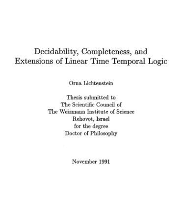 خرید و دانلود نسخه کامل کتاب Decidability, Completeness, and Extensions of Linear Temporal Logic [PhD Thesis]