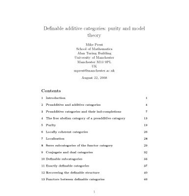 خرید و دانلود نسخه کامل کتاب Definable Additive Categories: Purity and Model Theory