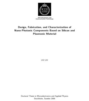 خرید و دانلود نسخه کامل کتاب Design, fabrication and characterization of nano-photonic components based on silicon and plasmonic material