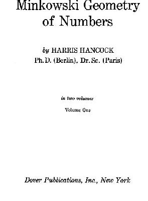 خرید و دانلود نسخه کامل کتاب Development of the Minkowski Geometry of Numbers Volume 1