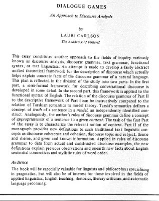 خرید و دانلود نسخه کامل کتاب Dialogue Games: An Approach to Discourse Analysis