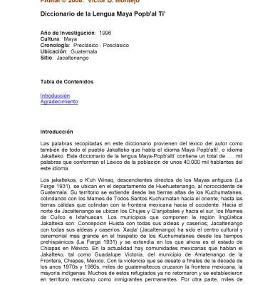 خرید و دانلود نسخه کامل کتاب Diccionario de la Lengua Maya Popb’al Ti’